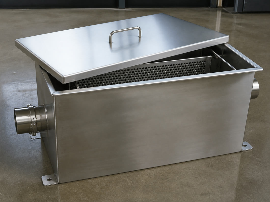 Caixa de gordura em aço inox sob medida na D6 Metais