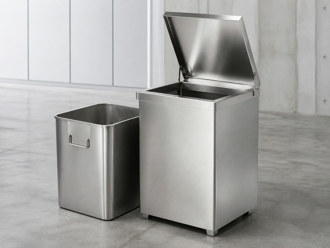 Lixeira em aço inox sob medida na D6 Metais